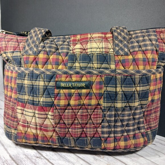 Bella Taylor "Beckham Taylor" Quilted Patchwork Shoulder Bag Black 11x8 Like New - Picture 2 of 14